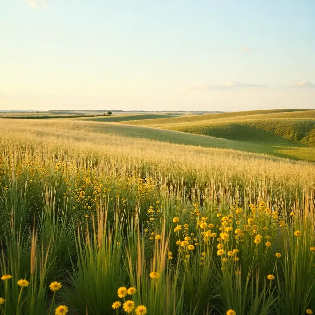 Prairie grasslands in the Midwest region showcased  