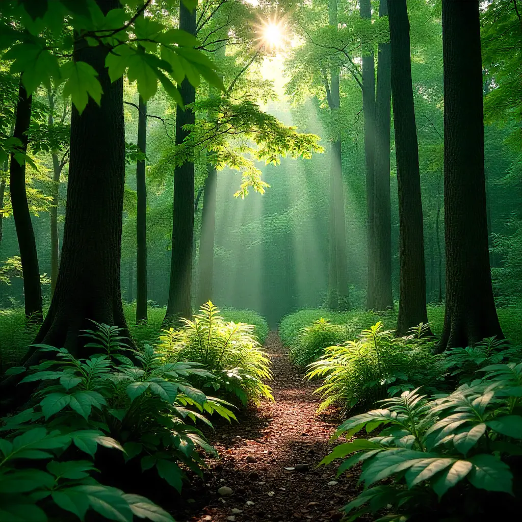 Lush green forest in Southeast US showcased  